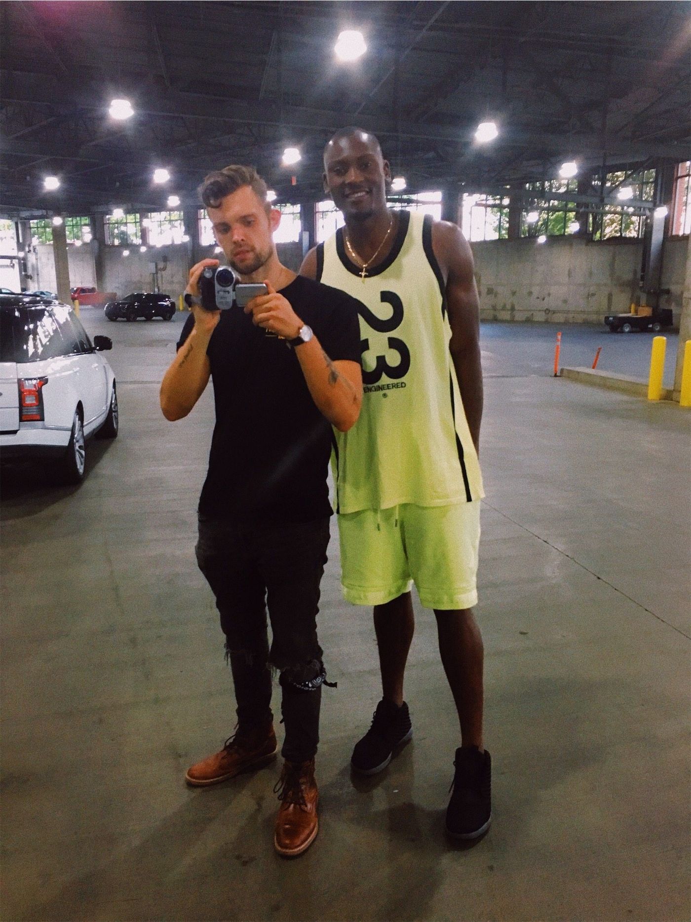 12 with Bismack Biyombo on a handycam shoot